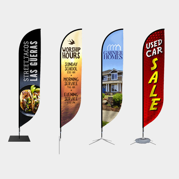 feathered flag, outdoor flags, outdoor marketing
